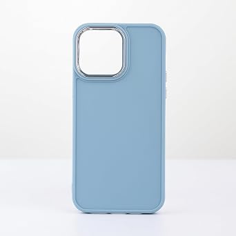 Compatible with Case Full Covered Soft Gel Rubber Phone Case with Solid Color electroplated Lens Ring Designed Phone Case for iPhone 12promax Blue