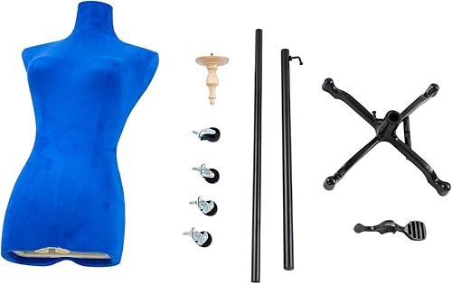 Miniatura 9 de Soporte de torso para maniquí femenino, 51-75 pulgadas de altura ajustable, forma de torso de maniquí con ruedas, tela de lino rodante, maniquí para