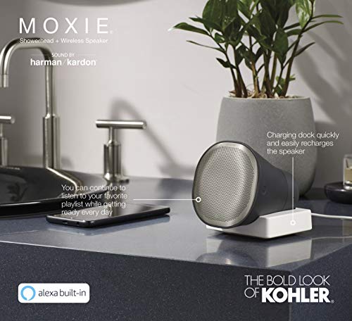 Regadera Kohler Moxie con altavoz Bluetooth impermeable y cable de carga, caudal 1.75 GPM - Negro mate miniatura 7