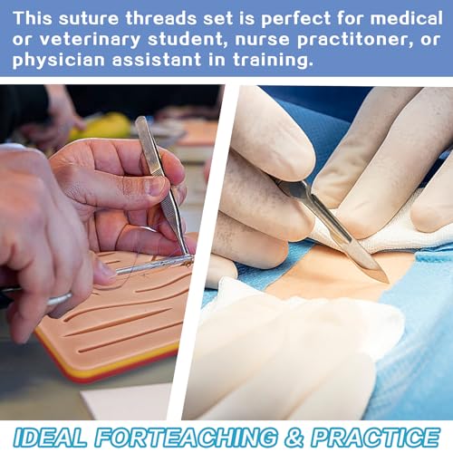 EVOTECH Suture Practice Kit for Medical Learning Study, Latest Release & Improved Generation 29 Pcs Complete Suture Tools Kit with Large Variety of Suture Threads Needle Cut Wounds Suture Pad - Thumbnail 6