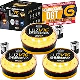Pack 3 Balizas V16 Conectadas Homologadas con Geolocalizador DGT 3.0 – Luces Emergencia Alta Visibilidad con SIM IoT Hasta 2040 – Envío Ubicación Botón 3s Base Imantada Kit Accesorios Coche Moto 2026