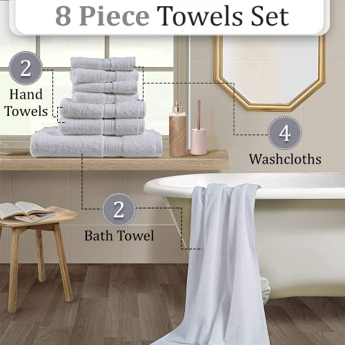 8 Piece Bath Towels Set - 100% Cotton Towels For Bathroom Set, Highly Absorbent Bathroom Towels, Luxury Bath Towel Set, Quick Dry Face Towel, 2 Bath Towels, 2 Hand Towels, 4 Wash Cloths - Plum #TOP4