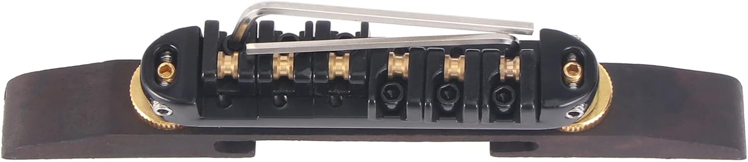 ULTNICE Archtop Jazz Guitar Bridge with Gold Roller Saddles Rosewood Black B-20