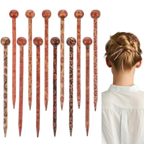 12 Stück Haarnadeln Holz Haarstäbchen Vintage...
