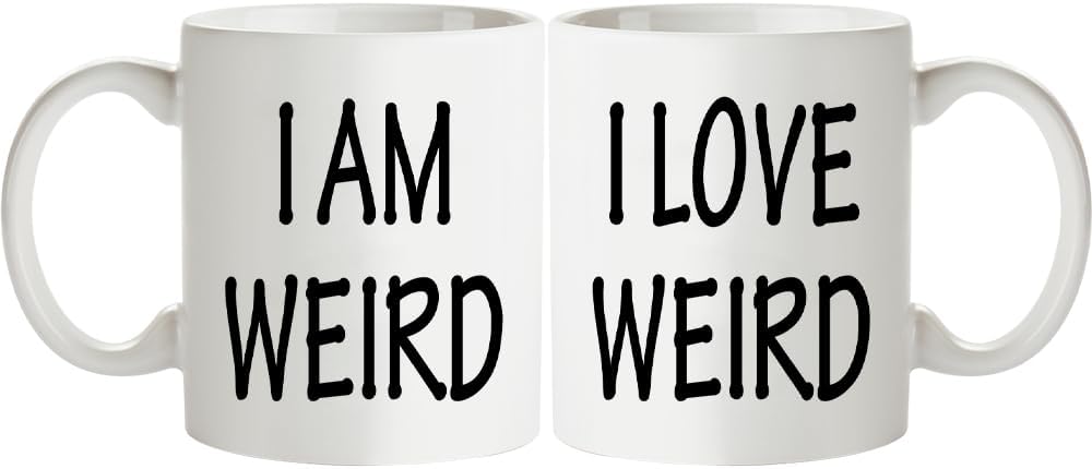 Fatbaby His and Hers Coffee Mug Gifts Set - I Am Weird,I Love Weird - Funny Boyfriend Girlfriend Couples Mugs Set - Anniversary Valentine’s Day Gifts for Couples Him Her 11 OZ