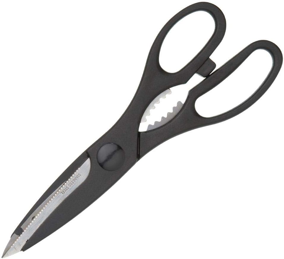 KitchenCraft Kitchen Scissors with Bottle Opener, Stainless Steel, Multi Purpose Shears 21 cm (8.3''), Black
