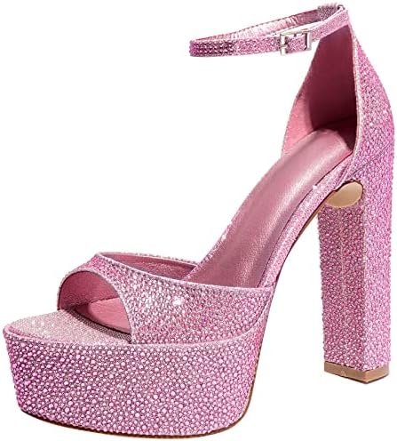 FIFSY Women Rhinestone Platform Sandals Sparkly Chunky High Heels Sequin  Glitter Wedding Shoes, Pink, 8 : Buy Online at Best Price in KSA - Souq is  now Amazon.sa: Fashion