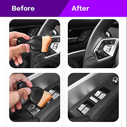 Image of AOCISKA Car Interior Detailing Brush,Soft Bristle Cleaning Brush Car Detailing Brush Dusting Brush,Car Interior Cleaning Tool,Auto Detail Brush Car Dash Duster Brush (Brown with Cap)