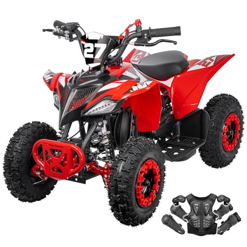 Kids ATV 50cc Gas 4 Wheeler Gas Powered Four Wheeler with Speed Control Brakes Gear 31 Mile Range 15 MPH, Red