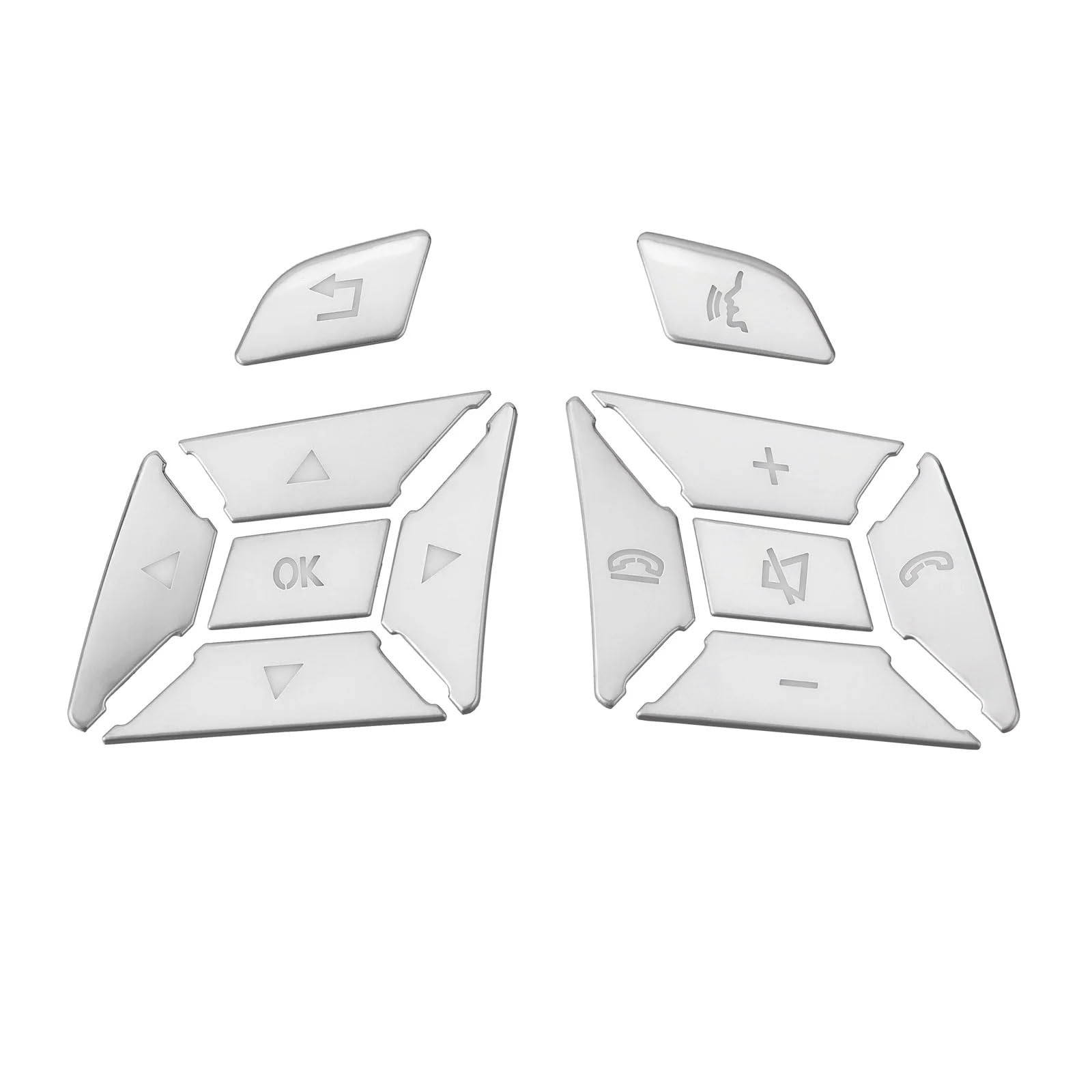 Button Repair Stickers Compatible with Benz for E Class for W204 W212 Car Steering Wheel Button Door Unlock Memory Window Lift Sticker(Silver,Size1)