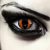 DESIGNLENSES, Farbige orangene Katzenaugen Halloween Kostüm Kontaktlinsen, 1 Paar (2 Stück),weiche Drachen Farblinsen ohne Stärke,