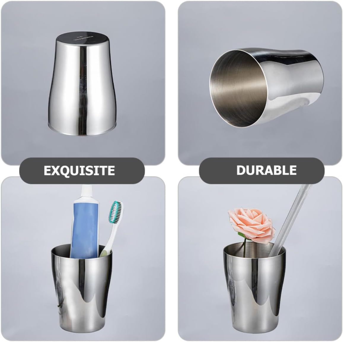 VICASKY Tooth Cup Compact Multi-function Liquor Cup 500ml Stainless Steel with Smooth Surface and Stackable Design for Bathroom Use and Theme Party Celebrations
