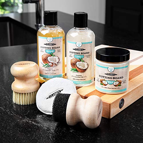Cutting Board Care Kit With Coconut Oil - Includes Wax, Soap, Scrub Brush, Buffing Pad, And Applicator - For Kitchen Countertops, Butcher Blocks, Wooden Bowls And Utensils - Seals Wood And Food Safe #TOP1