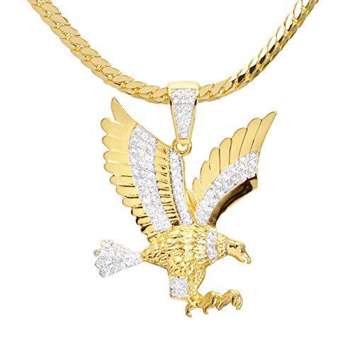 metaltree98 Men's 14kt Gold Plated Mini America Eagle Pendant 20
