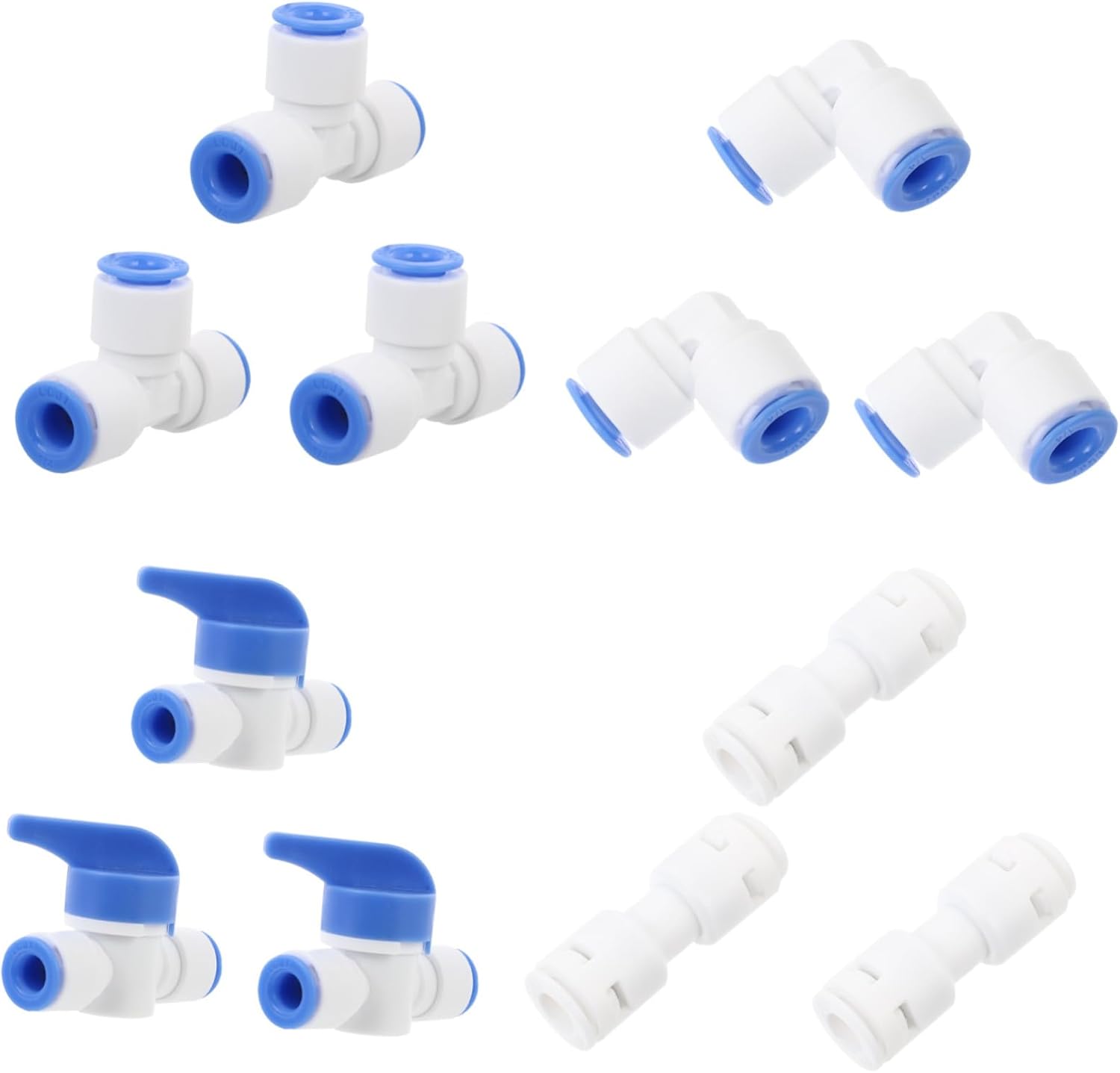 1Set Pe Water Purifier Fitting Quick Connect Tube Fittings for Water Filters Includes Way Straight Ball Valve and Elbow Connectors for Ro Systems