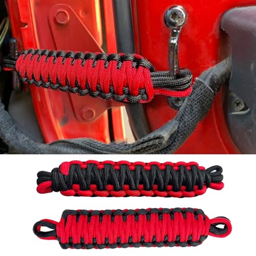 KIXILO Door Limiting Straps for 1987-2023 Wrangler CJ YJ TJ JK JL & Gladiator JT Truck Retractable High Toughness Swing Limiter Replacement Parts 2 Pack (Red and Black)