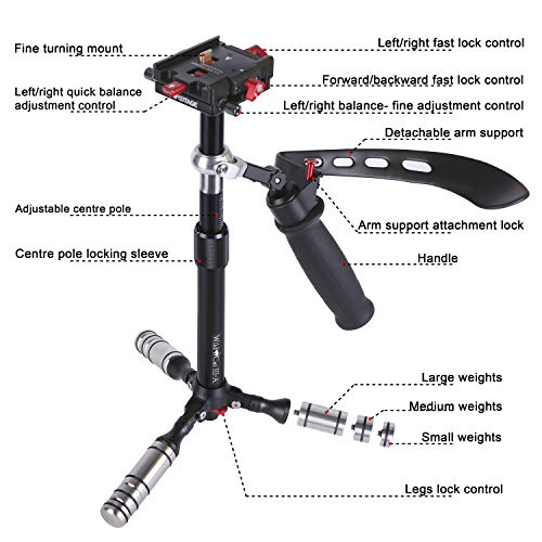 Ifootage Aluminum Handheld Camera Stabilizer 20 Inches Video Steadycam Stabilizer With 1/4 Inch Screw Quick Release Plate Compatible For Dslr Cameras Camcorders, Up Load 6.6 Lbs #TOP1