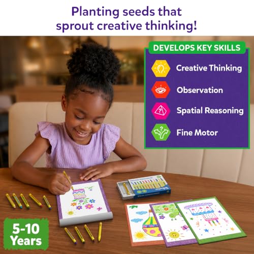 Image of Skillmatics Picture Sprouts - Complete the Picture Art Kit for Kids, 50 Drawing & Colouring Activity Pages, 12 Retractable Mess-Free Crayons, Screen-Free Travel Toy, Gift for Girls & Boys Ages 5-10