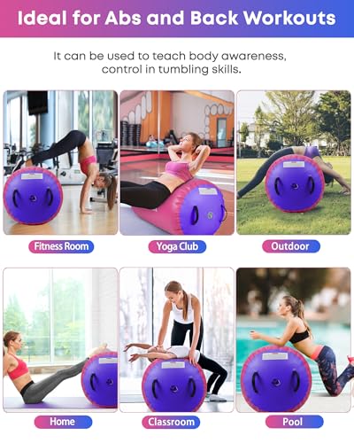 Image of Air Barrel - Air Roller Gymnastics Barrel for Back Handspring Trainer, Air Tumble Mat with Pump for Gym Training /Yoga Balance Exercise /Cheerleading /Home and Outdoor Use
