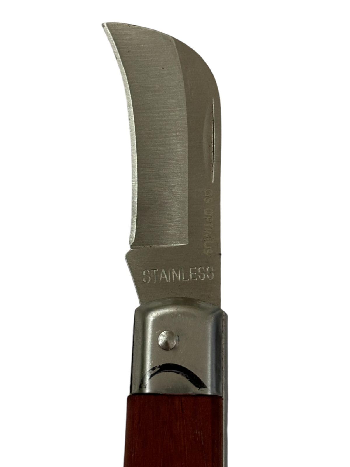 Coltello da Innesto Pieghevole per Giardinaggio con Lama in Acciaio Inox Affilata | Manico Ergonomico in Legno | Strumento da Potatura e Cura Piante | Tascabile, Compatto, Professionale