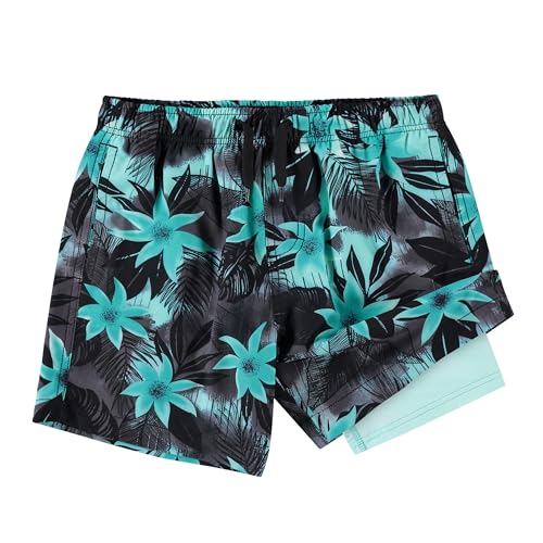 Kanu Surf Boys' Adventure Swim Trunks, Vibe Black/Green