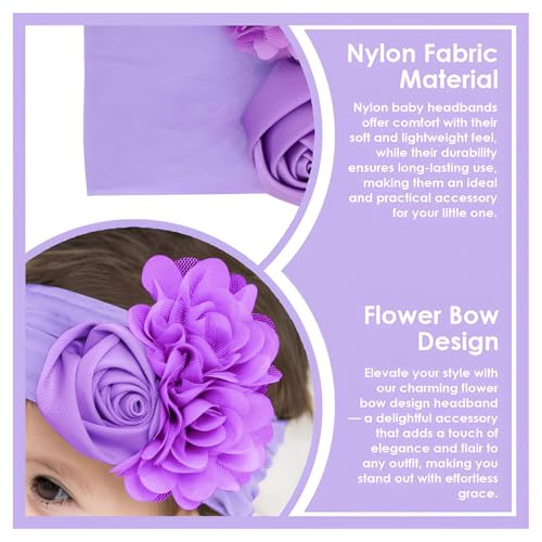 Image of SYGA Baby Rose Flower Stretchable Headband With Uv Protection Cat Type Sunglasses Stylish Combo For Toddlers And Kids (Purple)