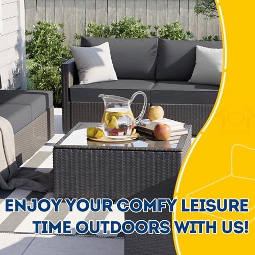 Image of AAAAAcessories Outdoor Deep Seat Cushions, Waterproof, Fade-Resistant Patio Furniture Replacement Cushions, 23.5 inch x 25.5 inch x 5 inch + 23.5 inch x 13.5 inch, Set of 2, Dark Gray