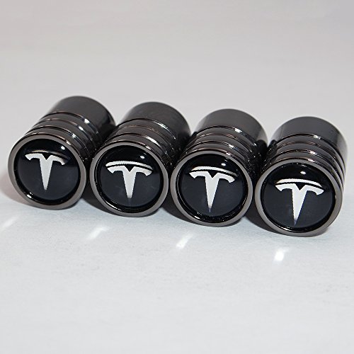 US85 Tesla Black Chrome Auto Car Wheel Tire Air Valve Caps Stem Cover