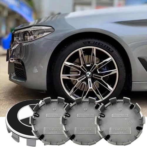 4 Stück Nabendeckel für BMW 68mm - Radnabenkappen Felgendeckel Felgenkappen Nabenkappen ABS Wheel Caps Radnabenabdeckung Schwarz