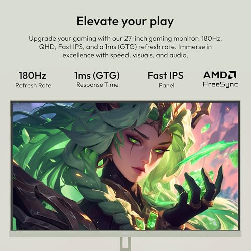 Image of Pixio Two PX278 Wave Mint Green 27 inch 180Hz Refresh Rate FHD 1440p Resolution Fast IPS Panel 1ms GTG Response Time Gaming Monitor and PS1D Wave Mint Green Green Dual Monitor Arm