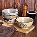 WHJY 4.5 inch Set in 4 Retro Chinese Japanese Creative Hand-painted Floral Cereal Ceramic Soup Rice Bowl