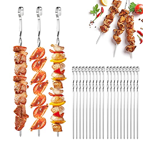20 Stück Grillspieße Edelstahl, 28cm Schaschlikspieße, Kebab Spieße für Lagerfeuer Oder Grillschale