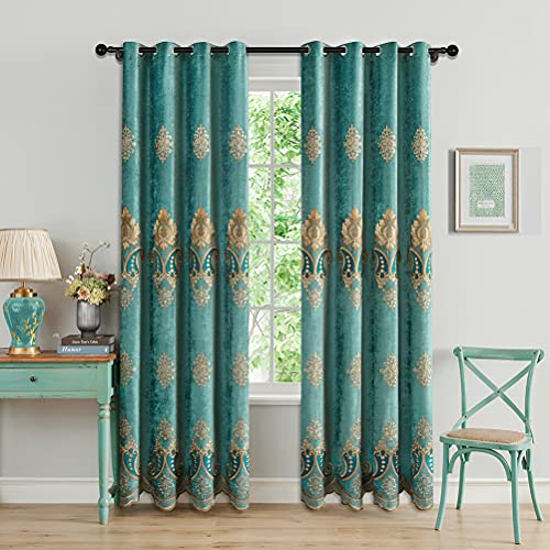 Rideaux chenille turquoise isolants et décoratifs pour salon chic - 2