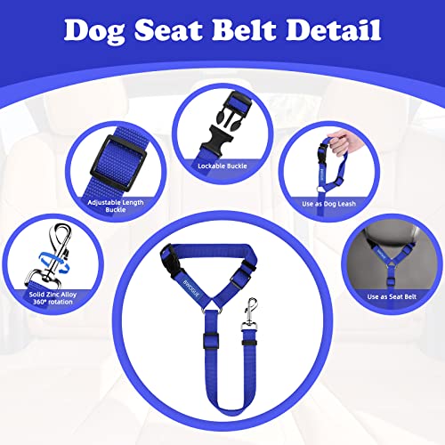 Bwogue 2 Packs Dog Cat Safety Seat Belt Strap Car Headrest Restraint Adjustable Nylon Fabric Dog Restraints Vehicle Seatbelts Harness #TOP2