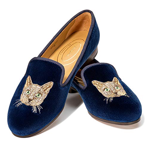 Image of Journey West Women's Velvet Loafer Flat with Embroidery Velvet Slippers