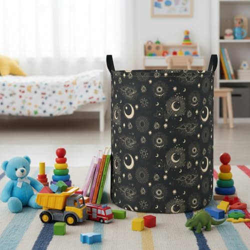 Image of Baby Laundry Hamper Basket Baby Hamper for Nursery Boy and Girl Cute Storage Bin Organizer Boho Room Decor(Moon Star)