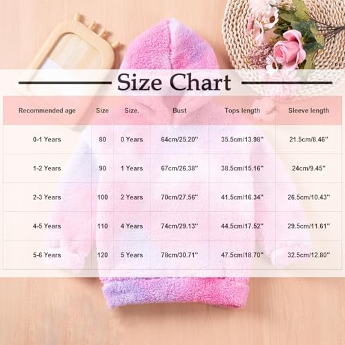 Toddler Girls Pullover Hoodies Cute Fuzzy Fleece Long Sleeve Tie Dye Hooded Sweatshirts Kids Winter Fall Clothes Tops3