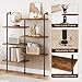 HOOBRO L-Shaped Ladder Shelf, 6-Tier Corner Bookshelf, Corner Wall Mount Bookcase, Display Shelf for Small Spaces, Anti-Tip Design, for Living Room, Balcony, Study, Rustic Brown and Black BF76CJ01