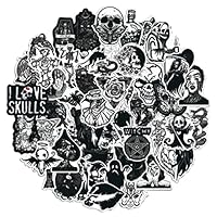 Gothic Skull Stickers, 50 Pcs Waterproof Vinyl, Horror Thriller Stickers for Bottle, Laptop, Skateboard, Anime, Graffiti Pack A6-YLTZ (Darkness)