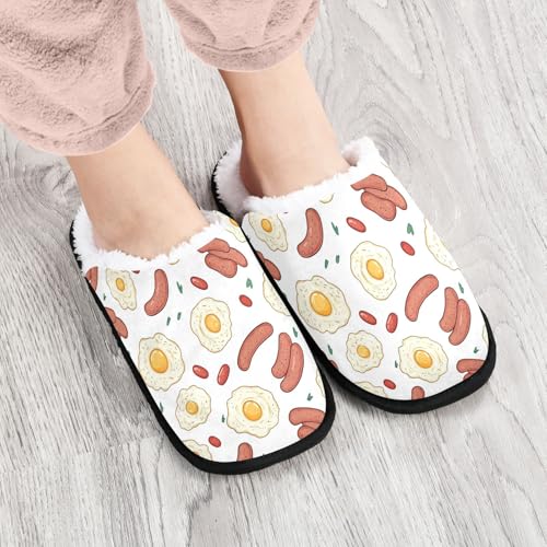 White Egg Sausage Slippers For Women Men Soft Memory Foam Non-Slip Food Winter Indoor House Shoes Travel Slipper4