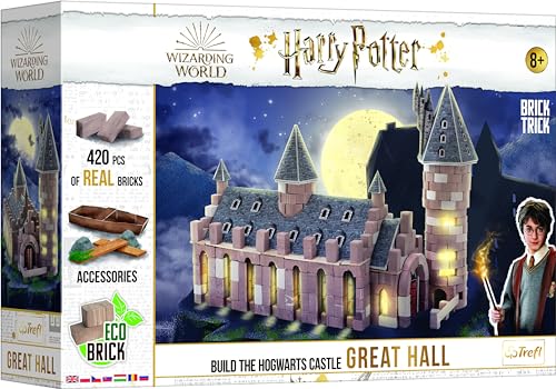 Trefl Brick Trick, construção de tijolos - Great Hall, grande salão - Harry Potter, Hogwarts, escola de magia, tijolo ecológico, bricolage, mais de 410 tijolos, reutilizável, conjunto criativo para