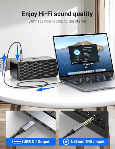 Cable USB C a Jack 1/4 TRS 3.3FT audio estéreo miniatura 4