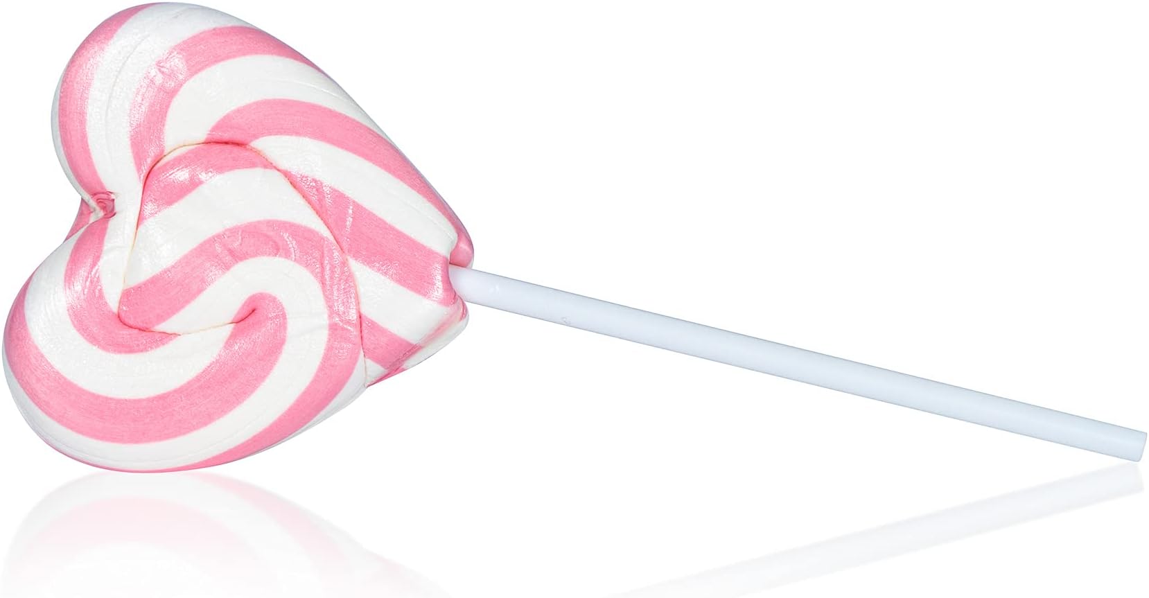 Pink & White Love Heart Lollipops - Heart Lollies - Swirly Lolly - Cake Toppers - 1 Lollipop (35g)