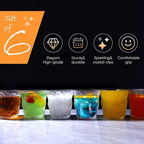 Image of Premium 280 ML Water & Juice Drinking Glasses Set of 6 Vintage Glassware Set for Juice, Cocktail, Mocktail,Whisky All Beverages Everyday Uses for Gift (6, MT-05)