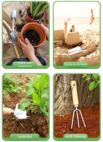 Set de 3 herramientas de jardinería con mango de madera miniatura 5