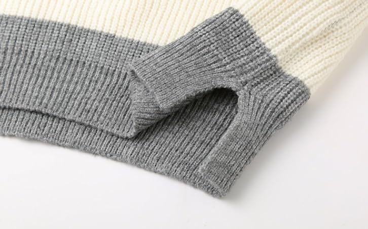 Mens Polo Collar Sweater Striped Color Block Loose Fit Lazy Style Trendy Casual Knitted Sweaters