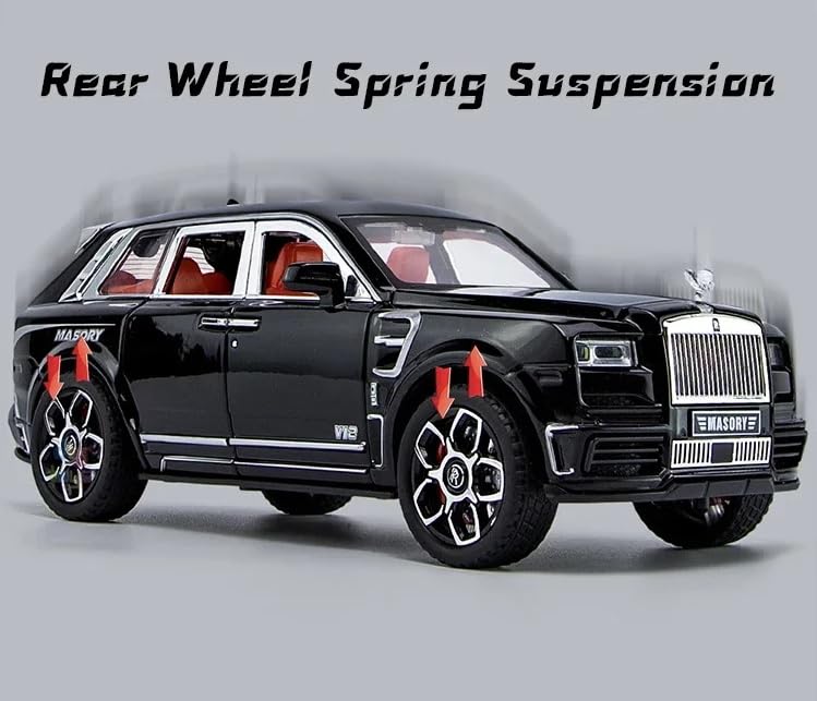 Image of Metal Pull Back Diecast Car Suv 1:24 Big Rolls Royce Cullinan Masory Pull Back Car Model With Sound Light Boys Gifts Toys For Kids?Pack Of 1?, Multicolor