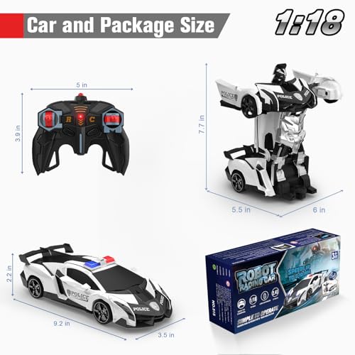 image for BLUEJAY Transform Rc Cars for Boys 4-7 8-12, 2.4Ghz 1:18 Scale Remote 