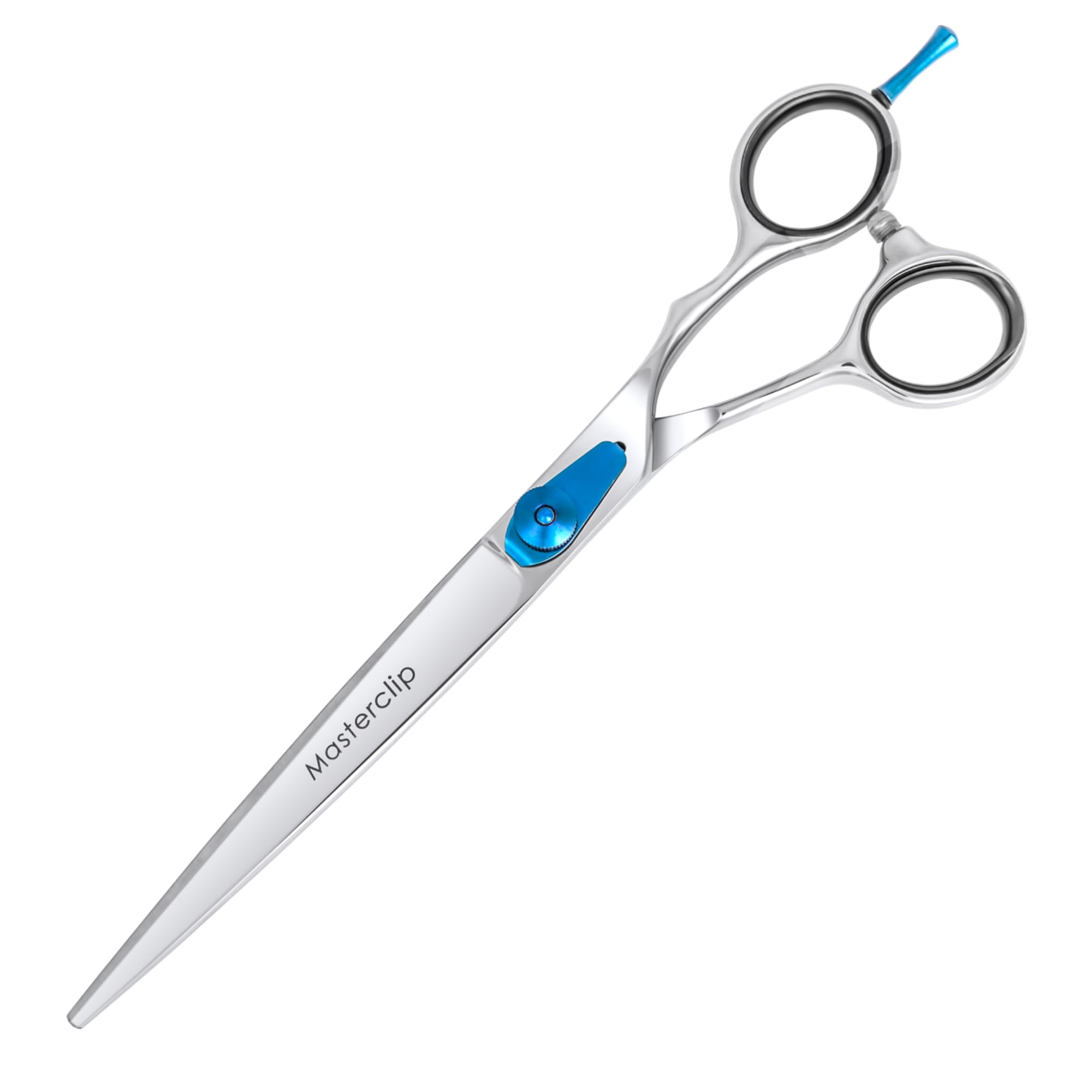 Masterclip Blue 7.5” Essentials Finishing Scissors – Professional High Grade Stainless Steel Easy Grip Dog Grooming Scissors – Suitable For Precise Lines And A Sharp Show Cut Finish (Right Handed)