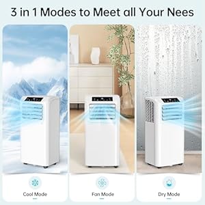 Portable Air Conditioners 10000BTU with Remote Control, 3-in-1 Free Standing Cooling AC Unit with Fan & Dehumidifier, Cools Room up to 500 sq.ft, Sleep Mode,24H Timer,Windows Sealing Kit Portable Air Conditioners 10000BTU with Remote Control 3 in 1 Free Standing Cooling AC Unit with Fan Dehumidifier Cools Room up to 500 sqft Sleep Mode24H TimerWindows Sealing Kit